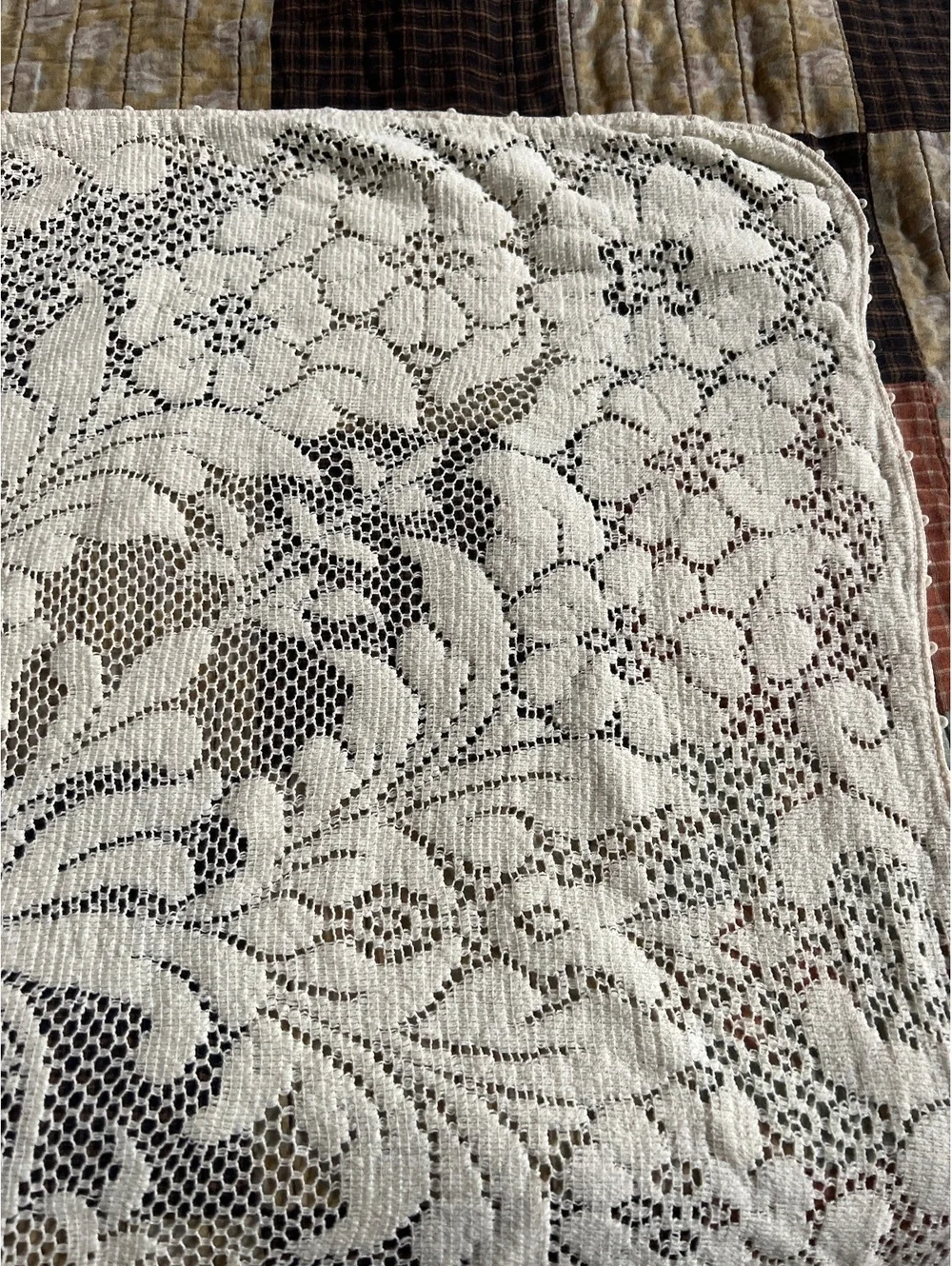 Vintage White Crochet Tablecloth 50x50 Inches